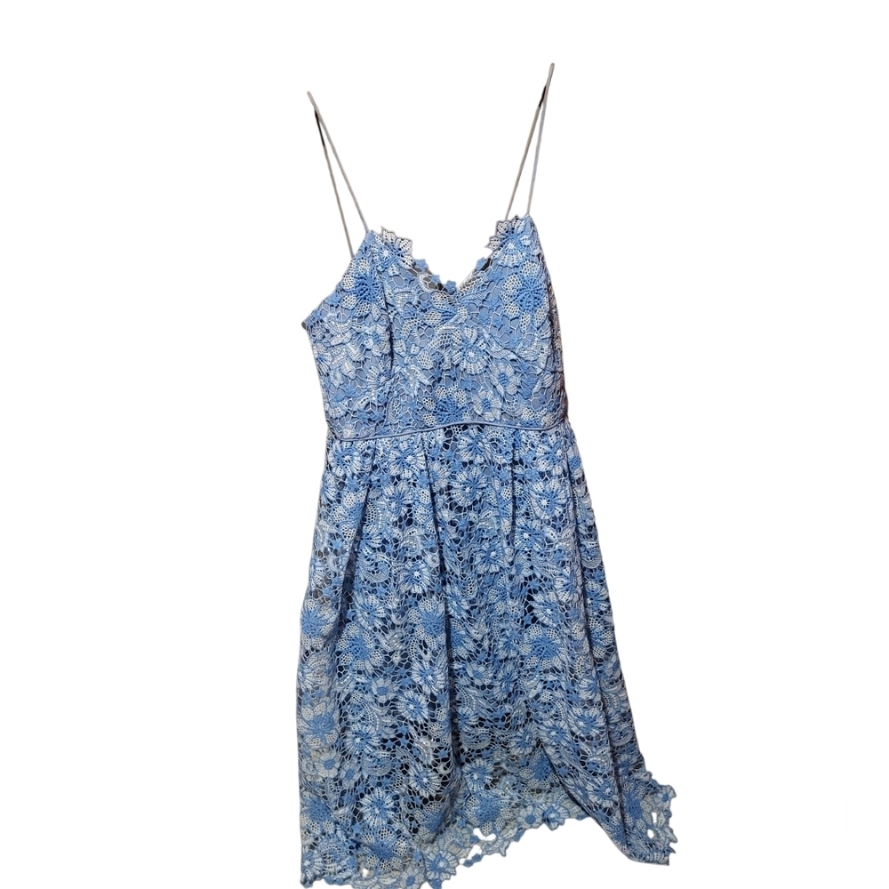 Donna Morgan Chemical Lace Spaghetti Strap Midi Dress Blue Taylor Swift Size 12
